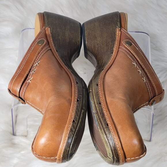 CLARKS Unstructured Womens 10 Tan Leather Slip On Comfort Clogs Mules Boho Comfy - Picture 8 of 13